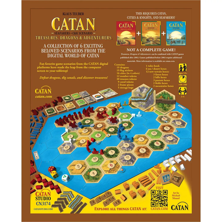 Catan Seafarers + C&K Scenario Treasures, Dragons & Adventurers Game Expansion