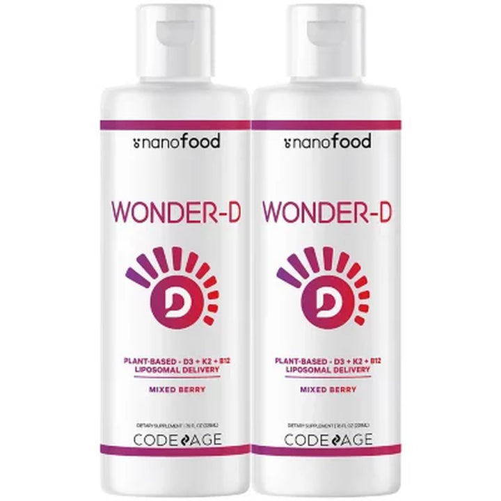 Codeage Liposomal Vitamin D3 + K2 & B12 Liquid Plant-Based, Mixed Berry 7.6 Fl. Oz., 2 Pk.