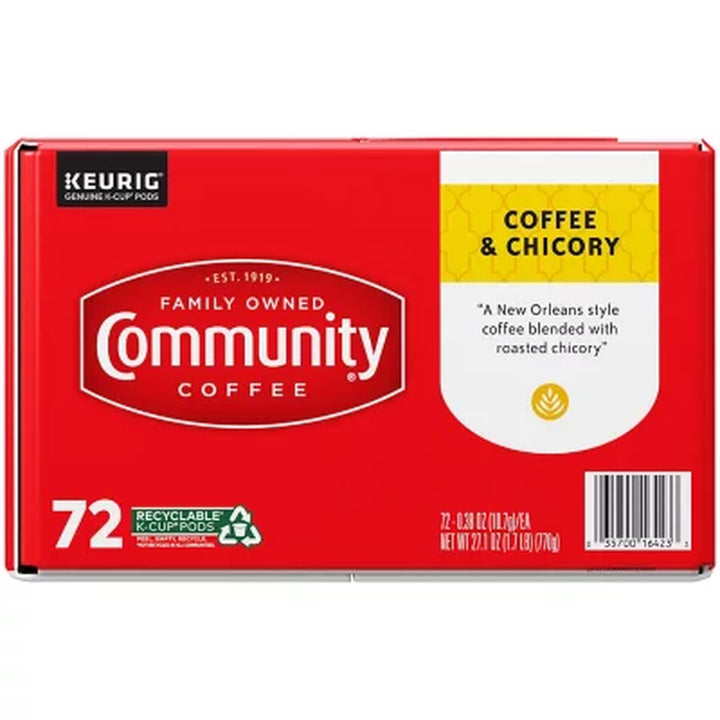 Community Coffee Coffee and Chicory Medium-Dark Roast Single Serve (72 Ct.)