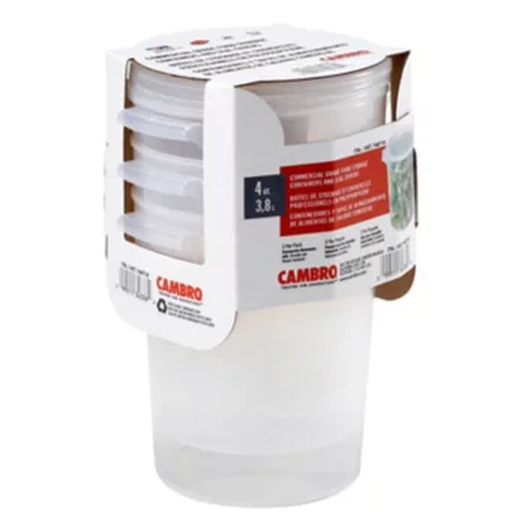 Cambro round Translucent Food Container with Lid (4 Qt.,3 Pk.)