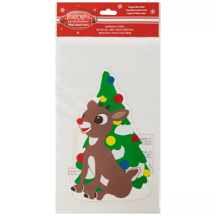 Northlight 8" Rudolph and Christmas Tree Double Sided Gel Window Cling Decoration