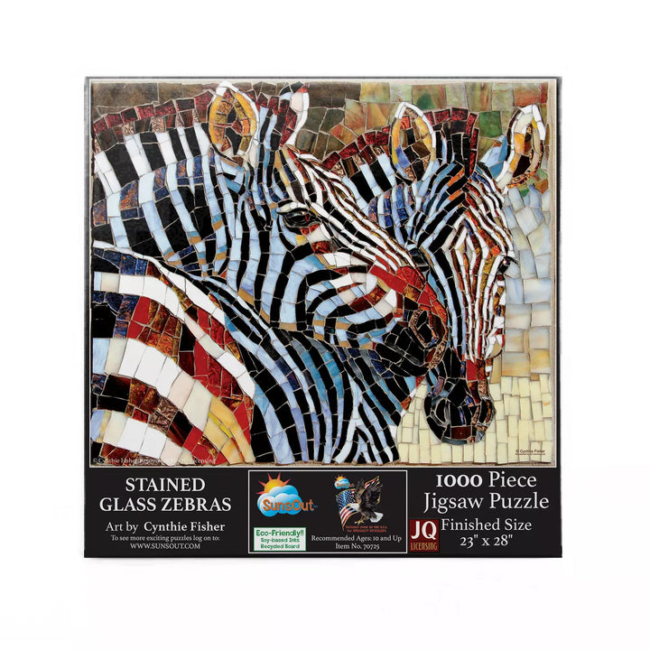 Sunsout Stained Glass Zebras 1000 Pc Jigsaw Puzzle 70725