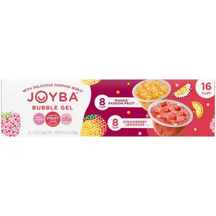 JOYBA Bubble Gel Fruit Cups, Strawberry Lemonade & Mango Passion, 16 Pk.