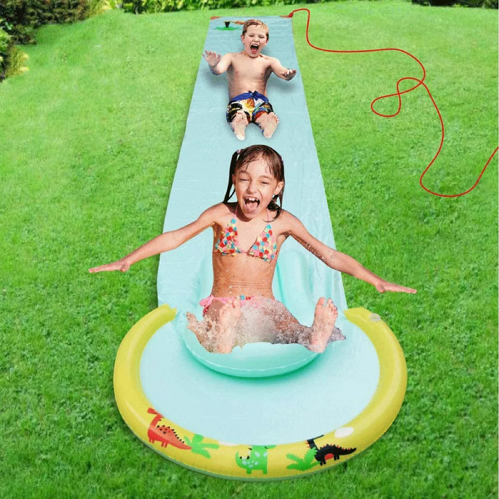 Hoovy HV-665 Giant 16 Foot Outdoor Lawn Water Splash Slip and Slide Play Center with Inflatable Bodyboard and Hose Attachment for Kids and Adults