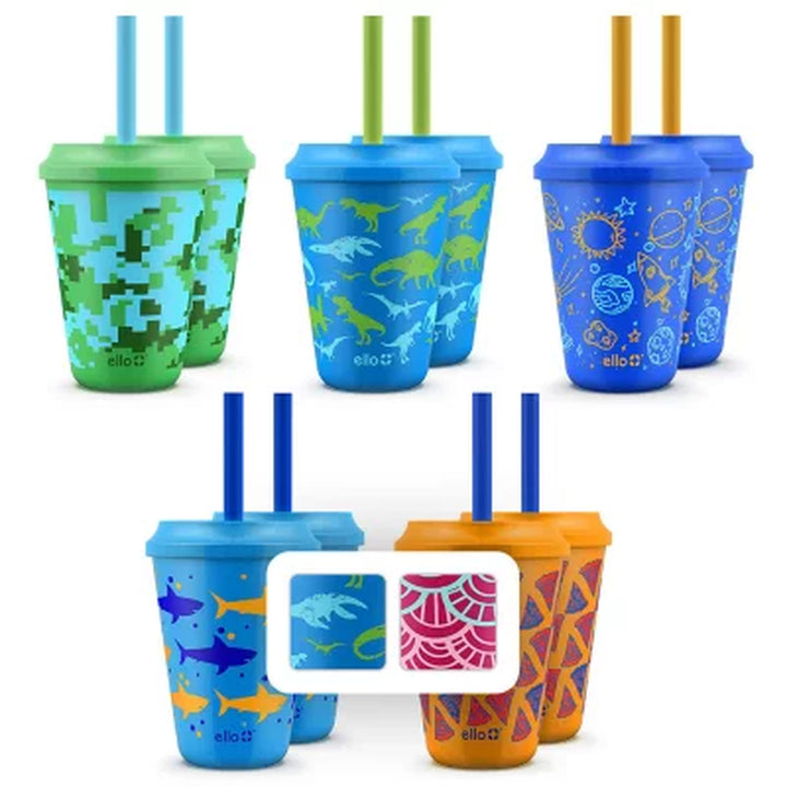 Ello Kids 12-Ounce Color Changing Tumblers with Lids and Straws, 10 Pack (Assorted Colors)