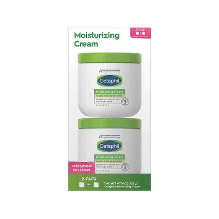 Cetaphil Moisturizing Cream for Very Dry, Sensitive Skin - Fragrance Free, 16 Oz., 2 Pk.