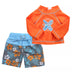 Sophia'S - 18" Doll - Surf Shirt & Floral Print Swim Trunks - Orange