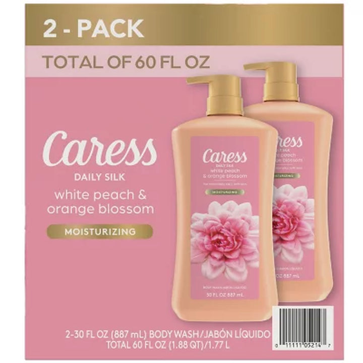 Caress Daily Silk Hydrating Body Wash, White Peach & Orange Blossom, 30 Oz., 2 Pk.