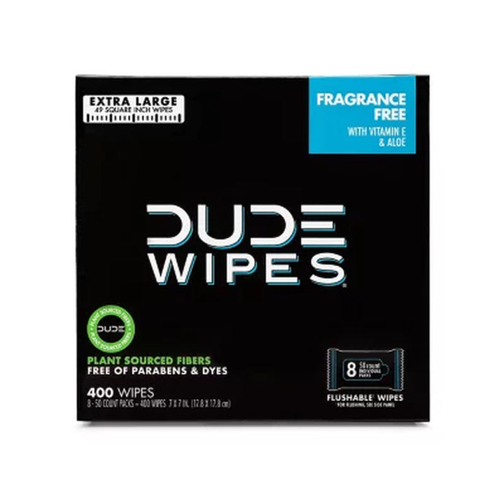 DUDE Wipes Extra Large Flushable Wet Wipes, Fragrance-Free, 400 Ct.
