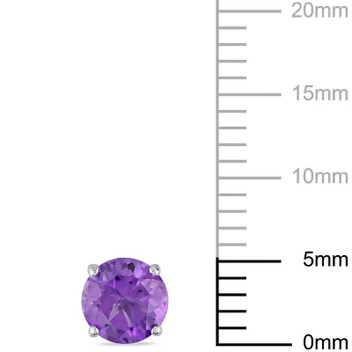 Amethyst Solitaire Stud Earrings in 14K White Gold