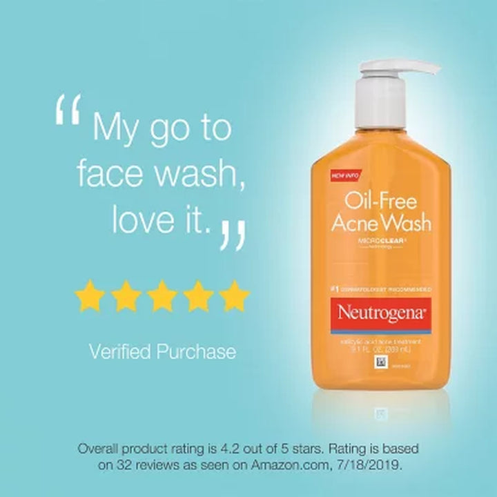 Neutrogena Oil-Free Acne Face Wash, 9.1 Fl. Oz., 2 Pk.