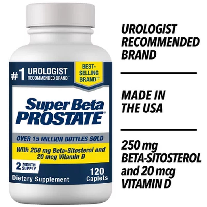 Super Beta Prostate Male Supplement with 250 Mg. Beta-Sitosterol Caplets 120 Ct.