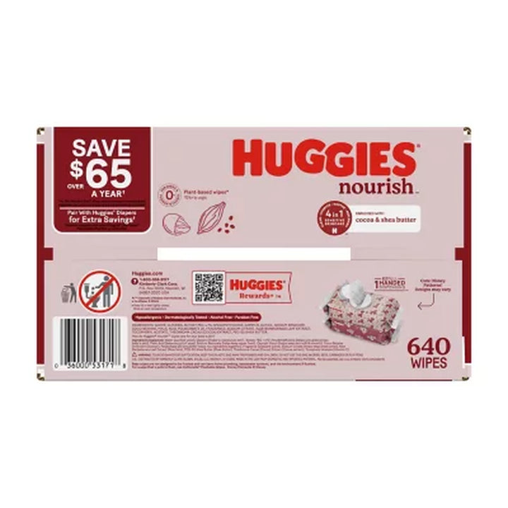 Huggies Nourish & Care Scented Baby Wipes, 10 Packs 640 Ct.