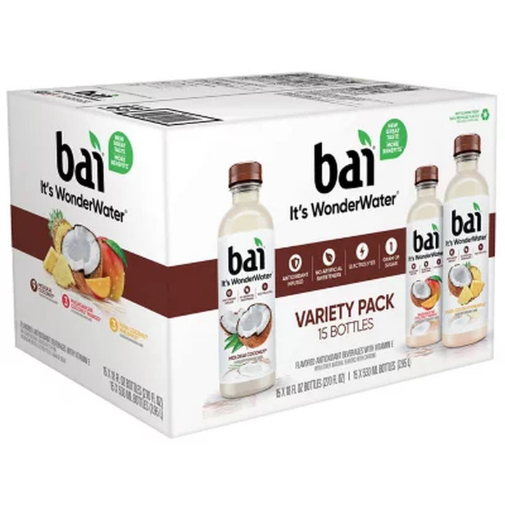 Bai Cocofusions Flavored Water Variety Pack 18 Fl. Oz., 15 Pk.
