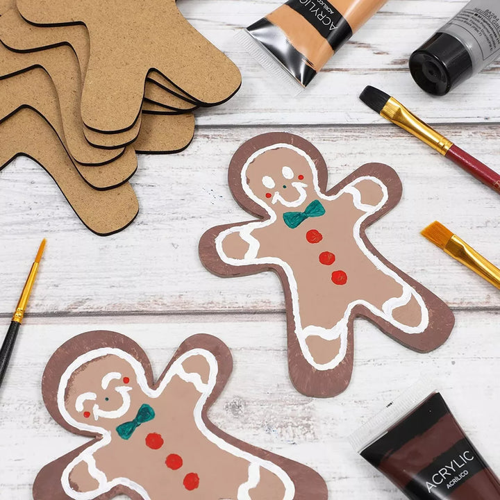 Bright Creations 24 Pack Wooden Gingerbread Men for Crafts, DIY Christmas Ornaments, 3.5 X 4.5 In