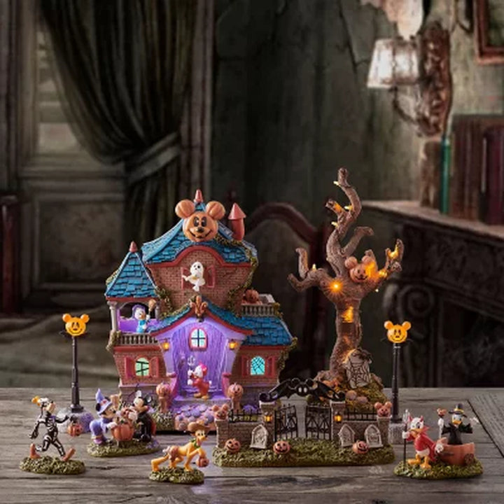 Disney 9Pc Resin LED Musical Halloween Village Set