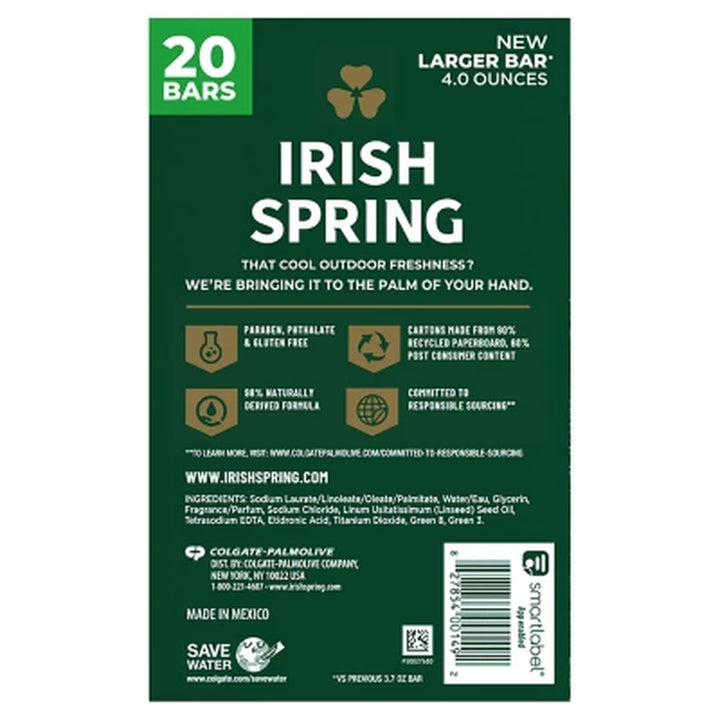 Irish Spring Bar Soap, Original Clean - 4 Oz., 20 Ct.