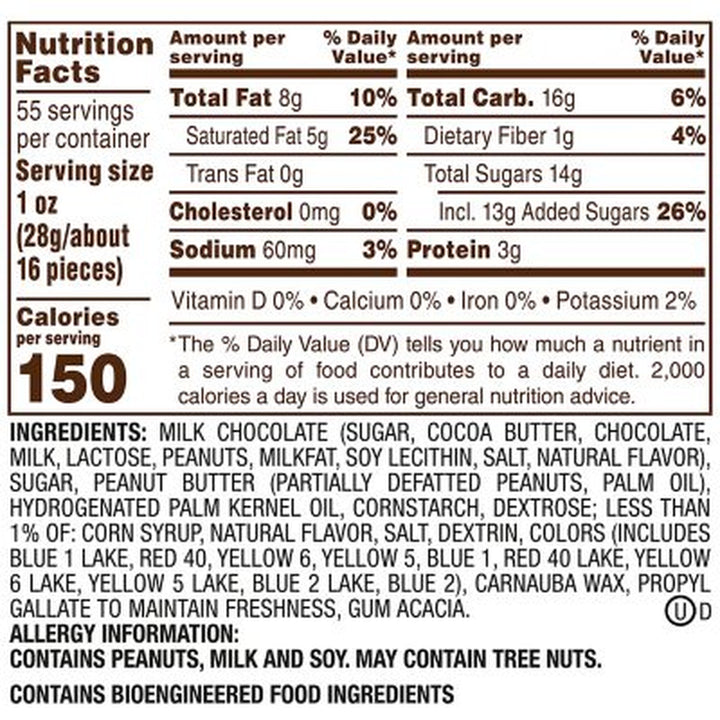 M&M'S Peanut Butter Milk Chocolate Candy, 55 Oz.