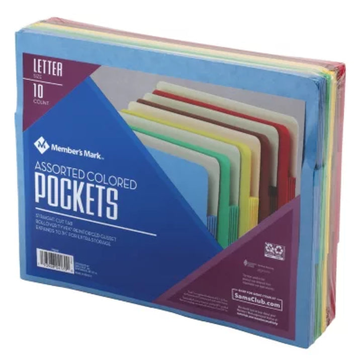 Member'S Mark Color File Pockets, Letter, 10/PK