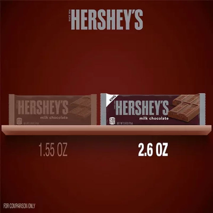 HERSHEY'S Milk Chocolate Candy Bar, King Size, 2.6 Oz., 18 Pk.
