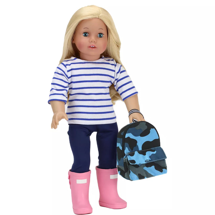 Sophia’S Camouflage Nylon Backpack for 18" Dolls, Blue