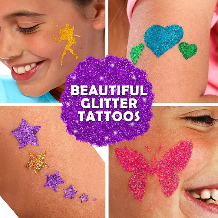 Original Stationery Glitter Tattoo Studio, Sparkly and Colorful Temporary Tattoos for Kids, Fabulous Toys for Girls and Great Birthday