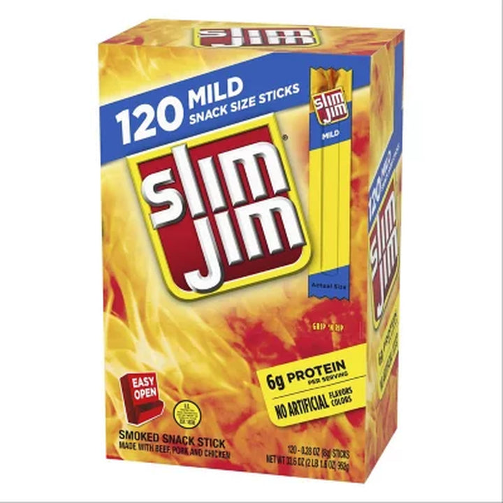 Slim Jim Snack-Sized Smoked Meat Stick, Mild Flavor, .28 Oz., 120 Pk.