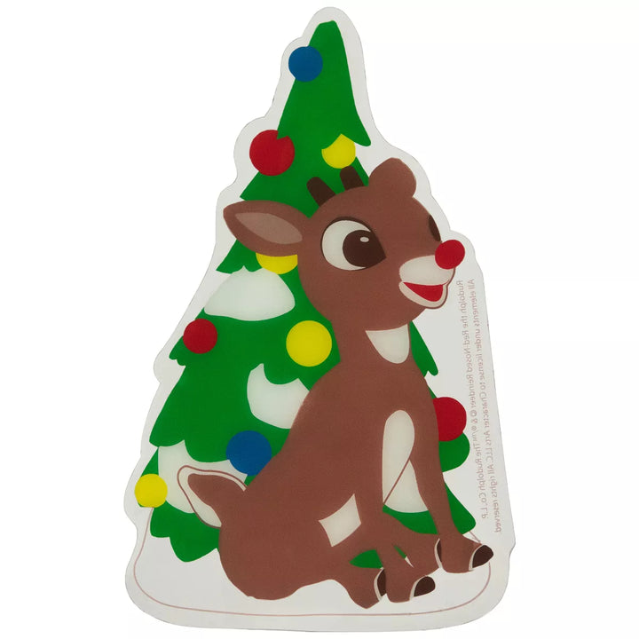 Northlight 8" Rudolph and Christmas Tree Double Sided Gel Window Cling Decoration