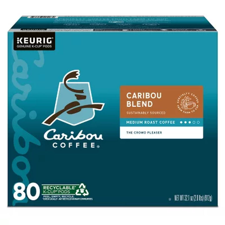 Caribou Coffee Medium Roast K-Cup Pod, Caribou Blend, 80 Ct.