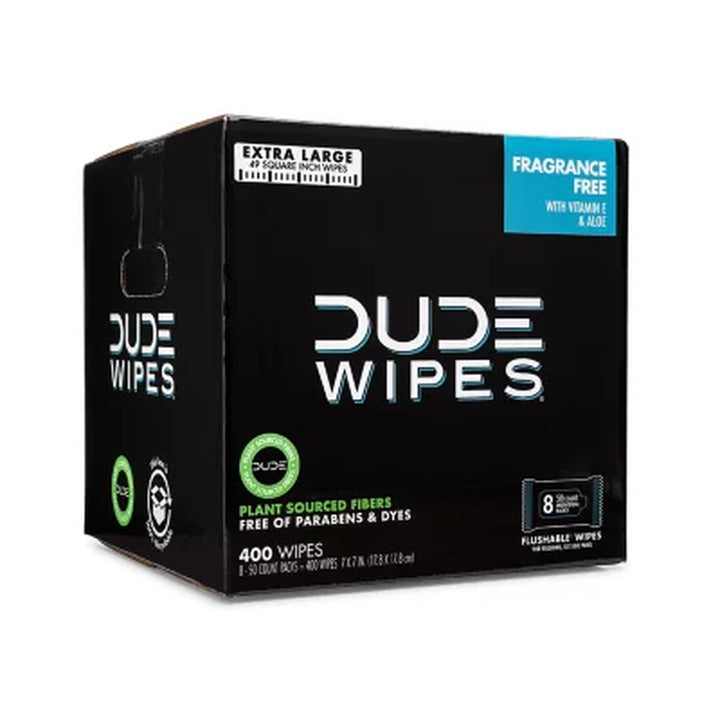 DUDE Wipes Extra Large Flushable Wet Wipes, Fragrance-Free, 400 Ct.