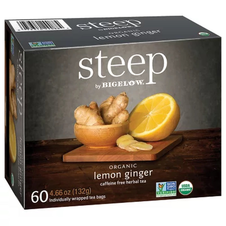 Steep by Bigelow Lemon Ginger Herbal Tea 60 Ct.