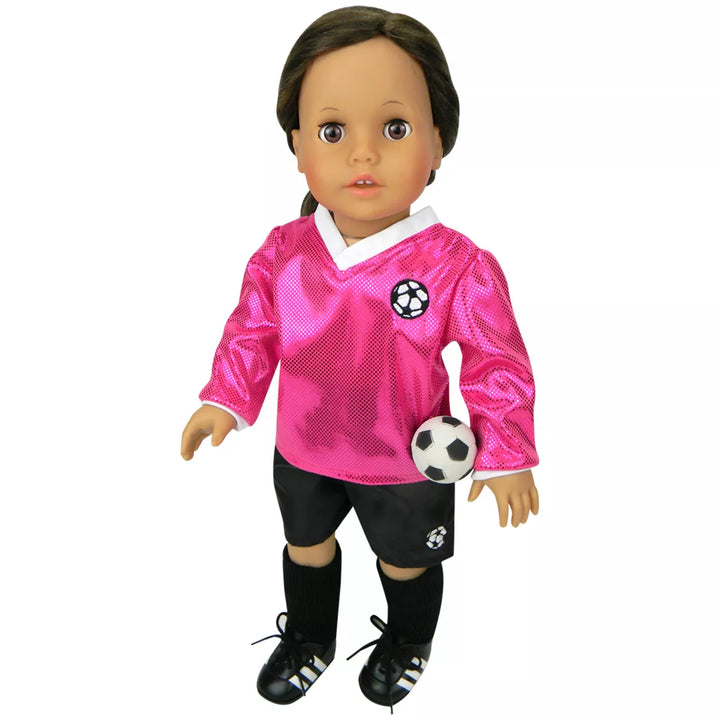 Sophia’S 6 Piece Soccer Uniform Outfit Set for 18'' Dolls, Fuchsia