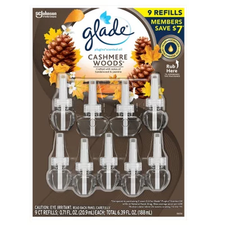 Glade Plugins Scented Essential Oil Refills, Choose Scent 6.39 Fl. Oz., 9 Ct.