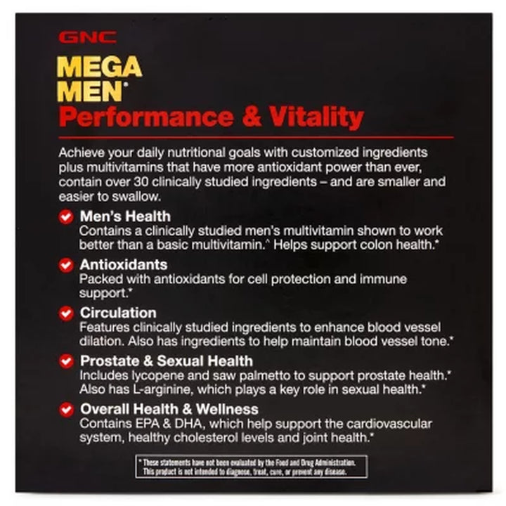 GNC Mega Men Performance & Vitality Vitapak 30 Ct.