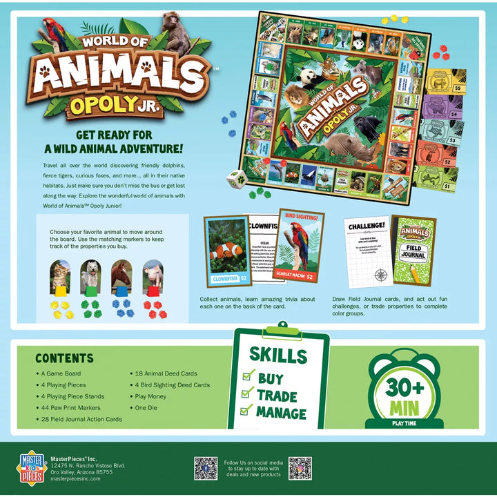 Masterpieces Kids & Family Board Games - World of Animals Opoly Jr..