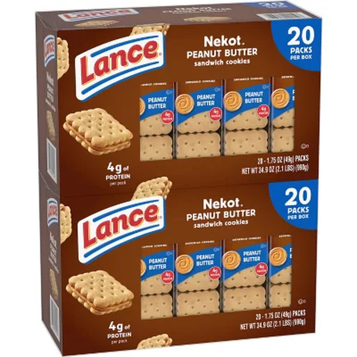 Lance Nekot Peanut Butter Sandwich Cookies, 1.75 Oz., 40 Pk.