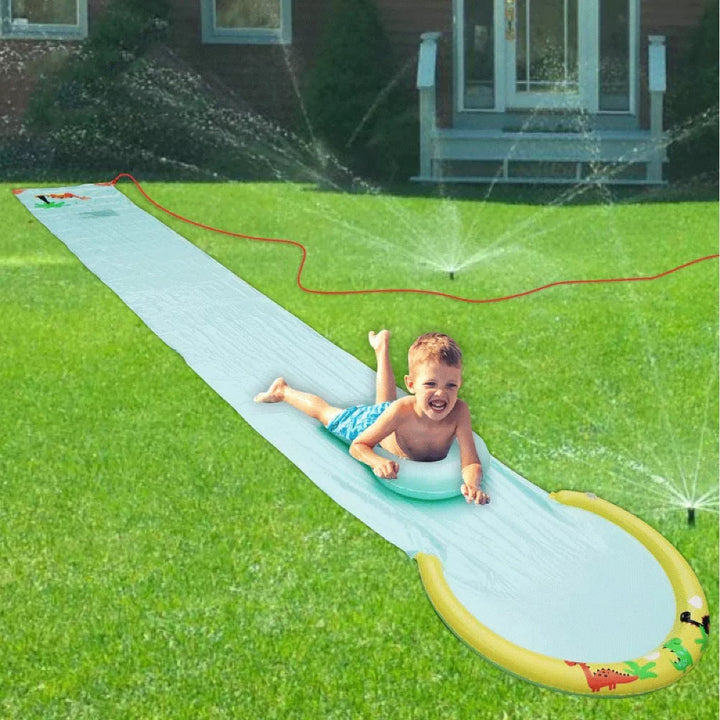 Hoovy HV-665 Giant 16 Foot Outdoor Lawn Water Splash Slip and Slide Play Center with Inflatable Bodyboard and Hose Attachment for Kids and Adults