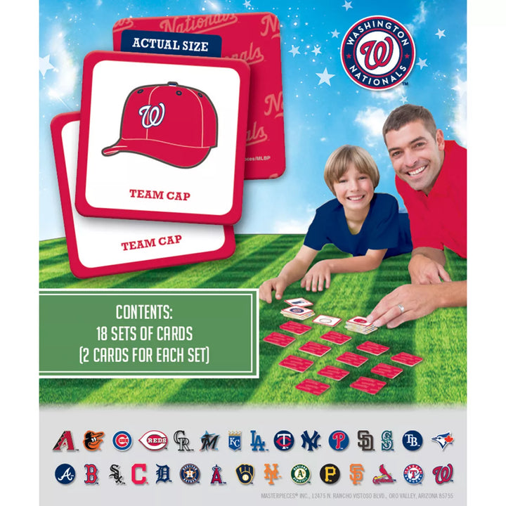 Masterpieces Officially Licensed MLB Washington Nationals Matching Game for Kids and Families.