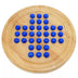 WE Games Solid Wood Solitaire with Blue Glass Marbles - 9 In. Diameter