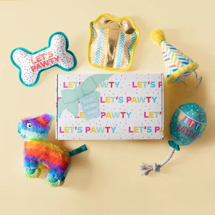 Let'S Pawty Birthday Box Dog Toy Bundle, 5-Piece Set White