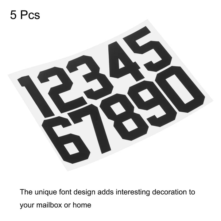 Unique Bargains Reflective Mailbox Numbers Sticker 8.3 Inch Height 0 - 9 Vinyl Self-Adhesive Address Number Black 5 Set