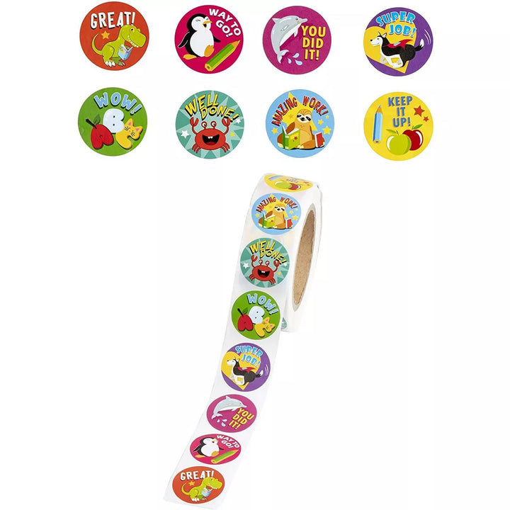 Juvale 1000 Count Animals Design Encouragement Stickers & Motivation Rewards for Kids & Students, 1.5" Diameter
