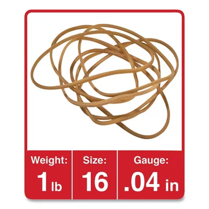 Universal Rubber Bands, Size 16, 0.04" Gauge, Beige, 1 Lb Box, 1,900/Pack