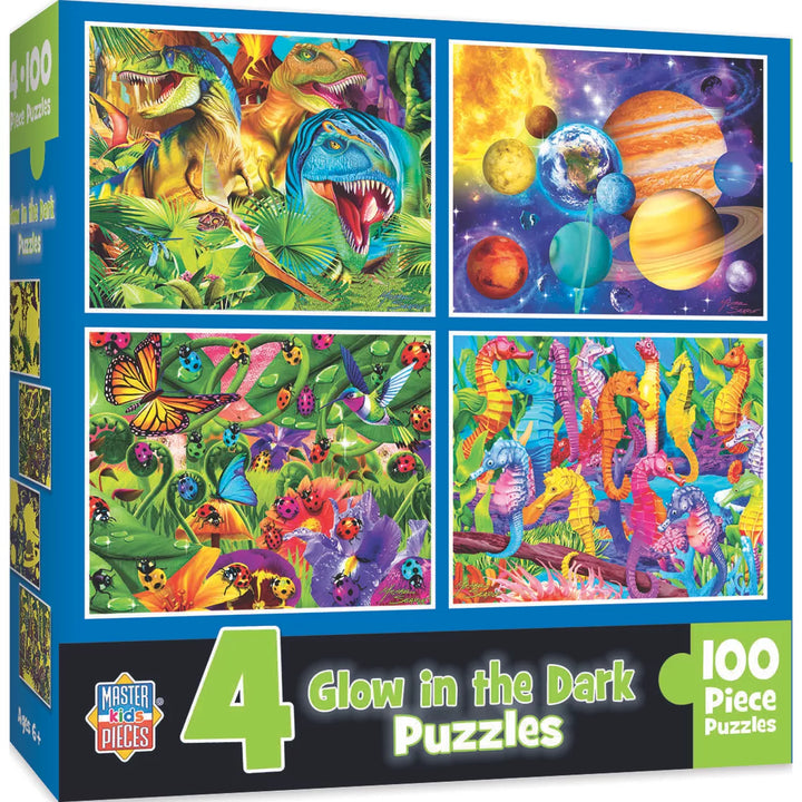 Masterpieces Kids Jigsaw Puzzle Set - Blue Glow 4-Pack 100 Pieces