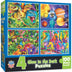 Masterpieces Kids Jigsaw Puzzle Set - Blue Glow 4-Pack 100 Pieces