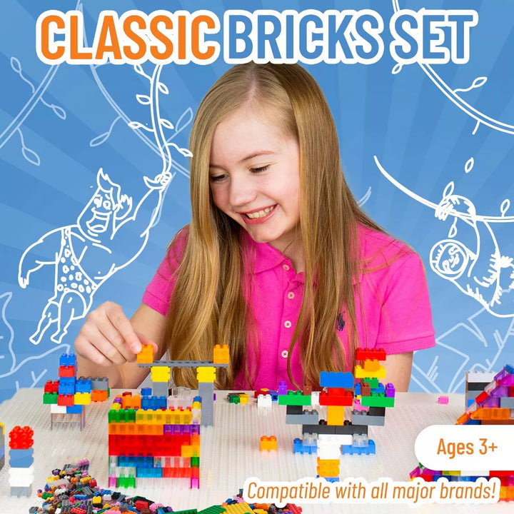Strictly Briks Classic Bricks Starter Kit, Blue, Green, Red, and Yellow, 144 Pieces, 2X2 Inches, Building Creative Play Set