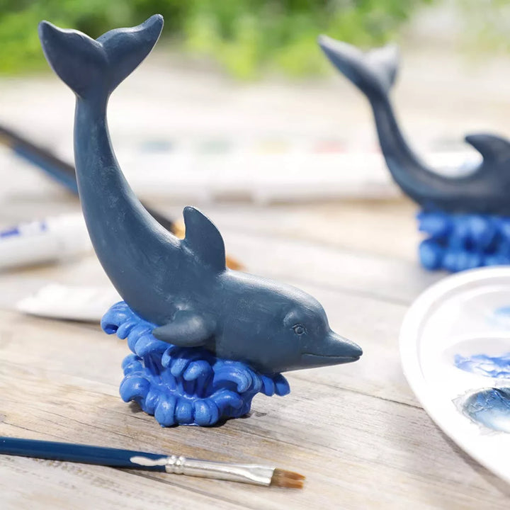 Bright Creations 2 Pack Paint Your Own Dolphin Figurine, DIY Ocean Sea Animal for Art & Craft Supplies, 3.5 X 5 Inches