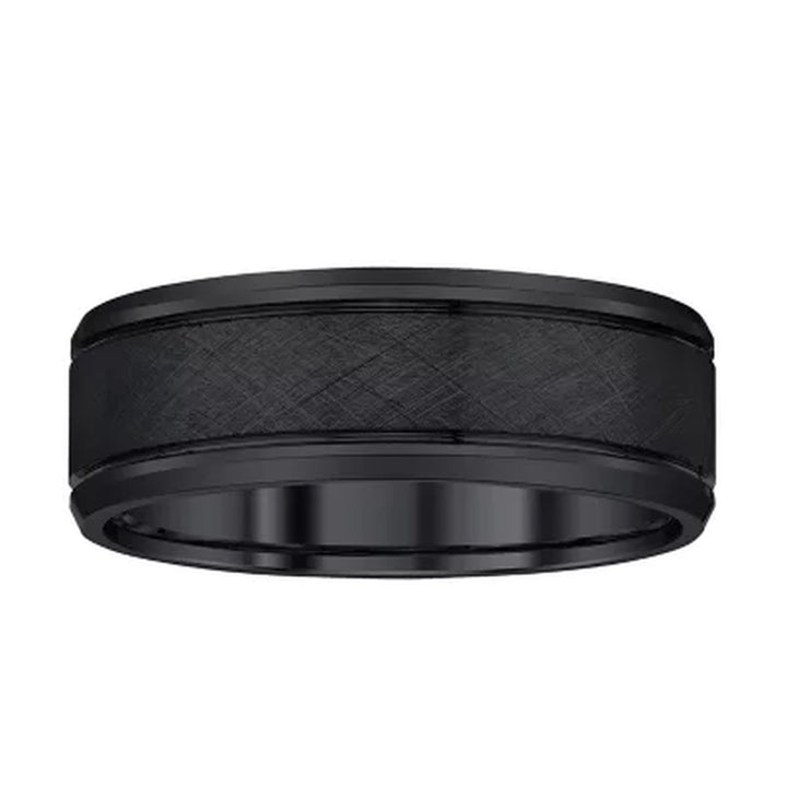 Men'S 8Mm Men'S Black Tungsten Textured Band