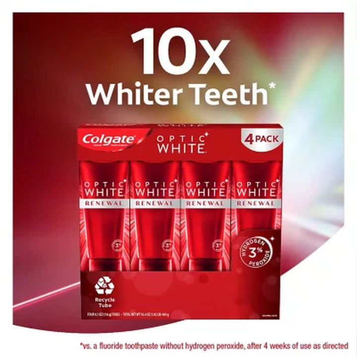 Colgate Optic White Renewal Whitening Toothpaste, 4.1 Oz., 4 Pk.