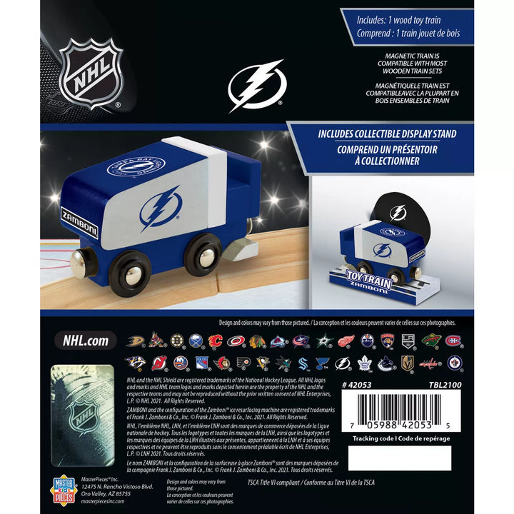 Masterpieces Officially Licensed NHL Tampa Bay Lightning Wooden Toy Zamboni Train Engine for Kids.